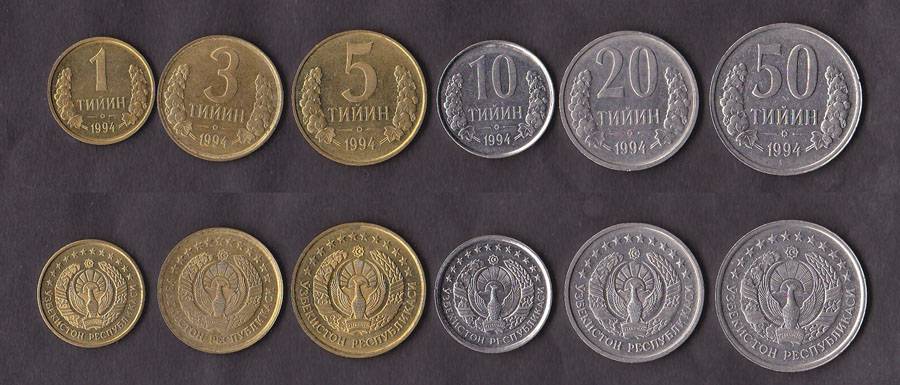 Коллекция узбекских монет всех номиналов